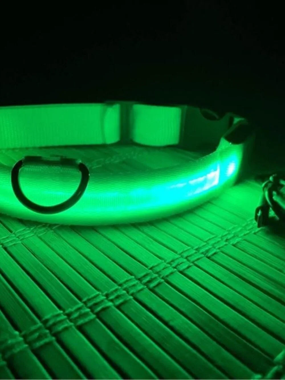 New- USB Rechargeable LED 3 Modes Flashing Light Dog Collar, Size S, Green Color